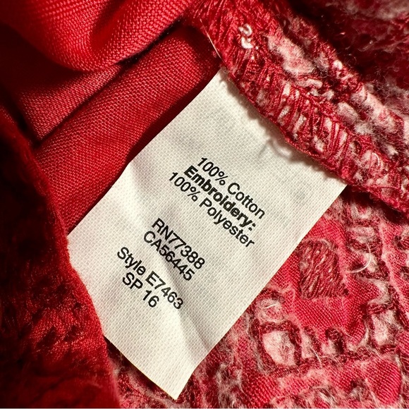 Madewell ‘Camelia’ Embroidered Cotton Gauze Tassel Neck Top in Red Size Small - Picture 12 of 16